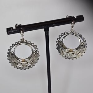 Elegant Silver Toned Hoop Earrings